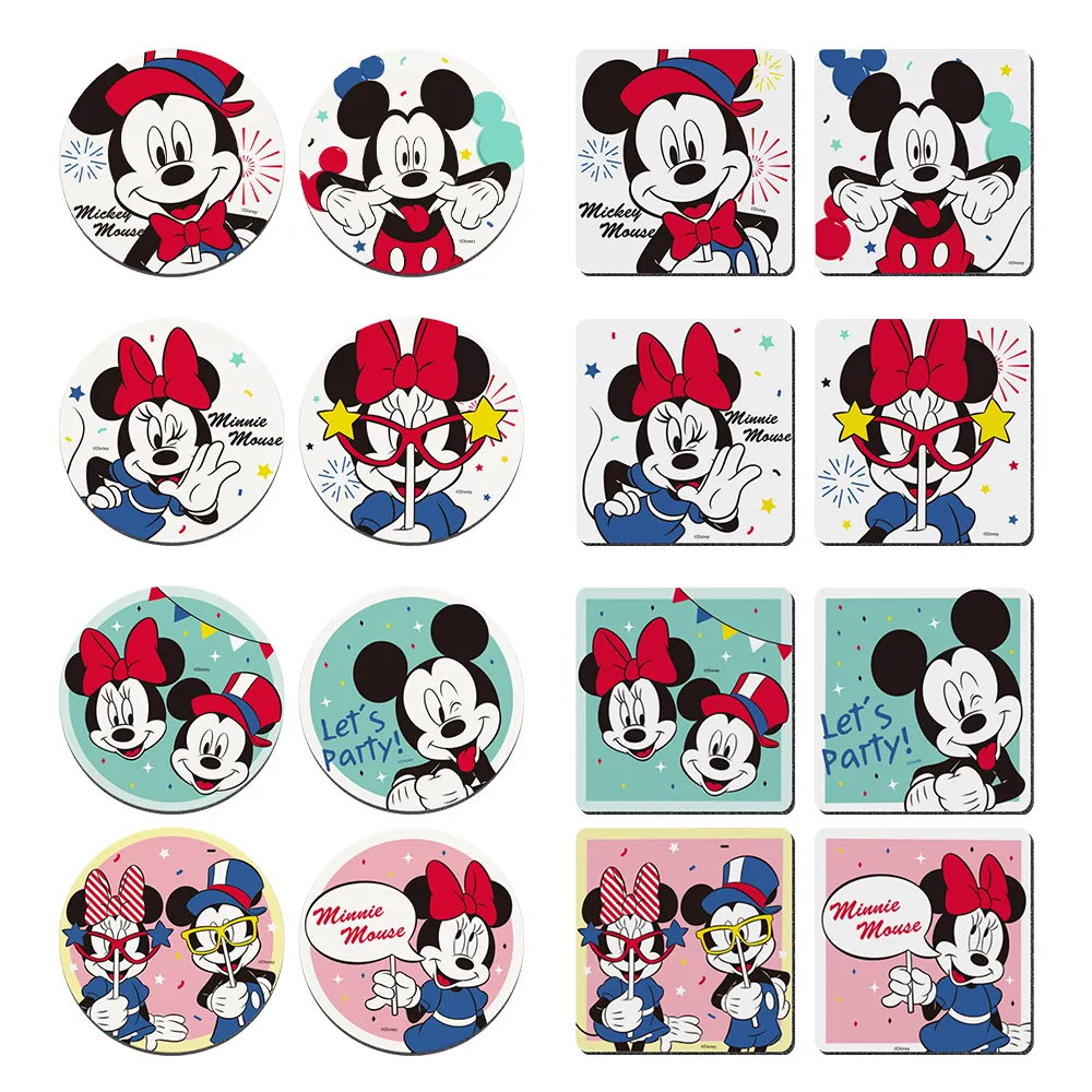 【收納王妃】Disney 迪士尼 米奇米妮 派對系列 軟式珪藻土杯墊 2入組(10x10x0.5 珪藻土 米奇 米妮)