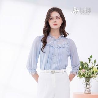 【IRIS 艾莉詩】雅緻蕾絲拼接雪紡上衣-2色(62101)