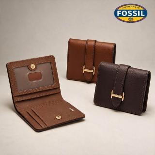 【FOSSIL】Emery 真皮金釦短夾 (多色可選)