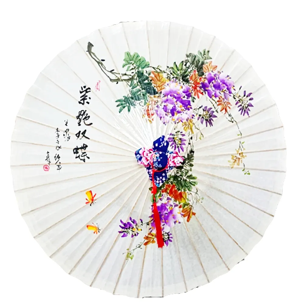 亞柏林 紫艷雙蝶-純手工油紙傘 工藝傘 裝飾傘 古典花傘(純手工油紙傘)