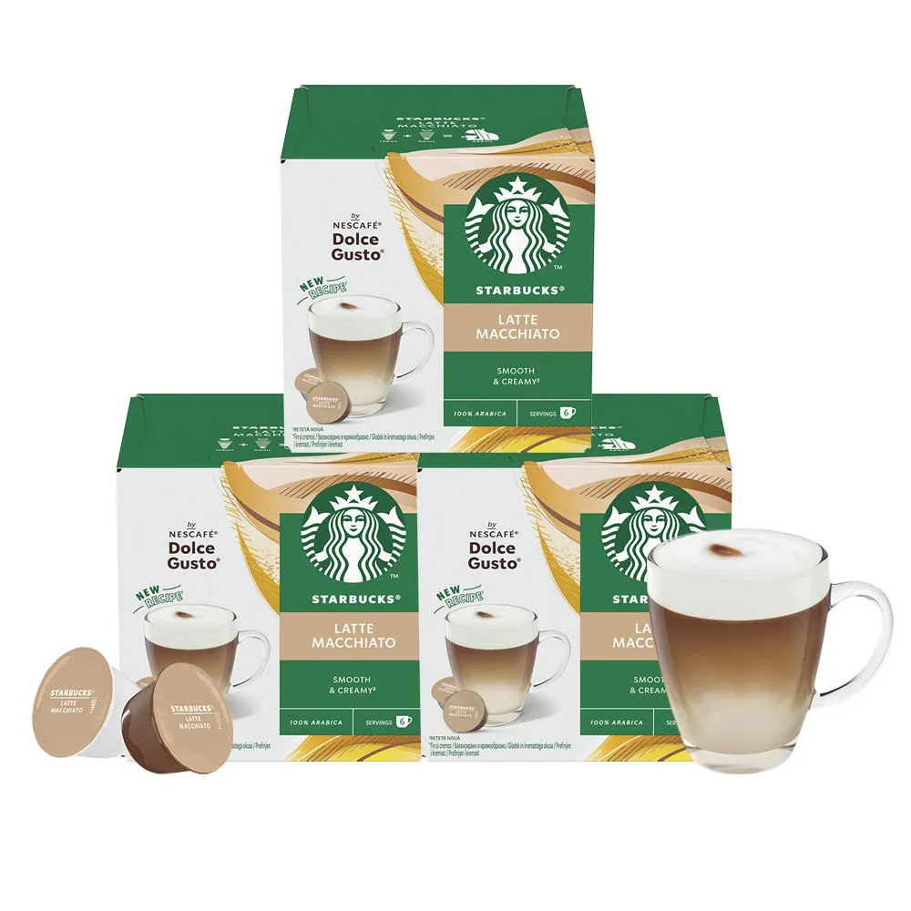 【NESCAFE Dolce Gusto】星巴克 拿鐵咖啡膠囊12顆x3盒(適用雀巢多趣酷思咖啡機)
