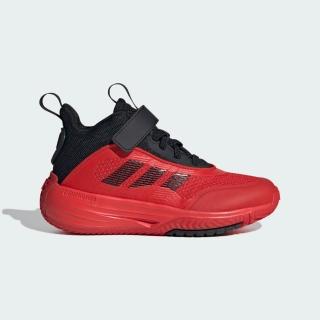 【adidas 愛迪達】籃球鞋 中童 大童 運動鞋 包覆 緩震 魔鬼氈 OWNTHEGAME 3.0 K 黑紅 IF4594(C5645)