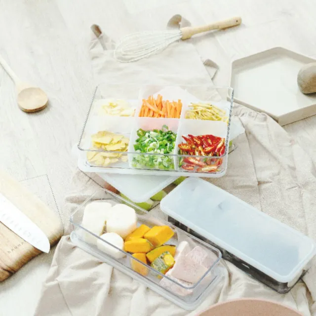 【Silicook】組合B 大型食材4件組 850ml&1900ml 附2組隔版  保鮮盒 冰箱整理盒 密封保鮮盒 廚房收納盒