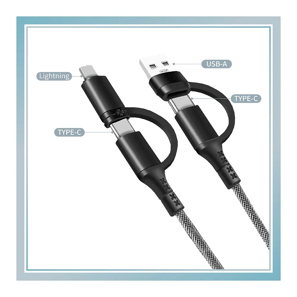 【Mr.U 優先生】Senho 四合一 USB-A+C+L PD 編織快充線(支援i15 一線多用 極速傳輸)