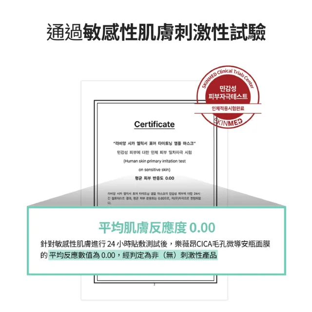 【LAVIEN 樂薇昂】CICA毛孔微導安瓶面膜_一盒5入(緊緻毛孔/平衡控油/高服貼植物纖維膜)