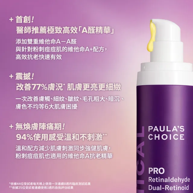 【PAULA’S CHOICE 寶拉珍選】高效早C晚A(高效A醛PRO新生精華＋C25瞬效亮白淡斑精華)