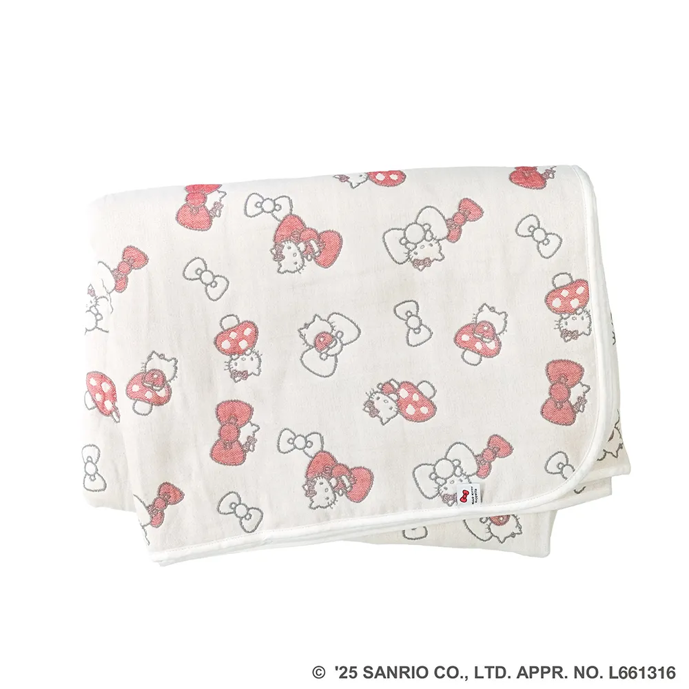 【Hoppetta】HELLO KITTY 三麗鷗聯名蘑菇六層紗被 XL (親子被大人尺寸、冬暖夏涼四季款)