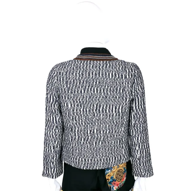 【TORY BURCH】MARBLED TWEED 大理石紋路設計外套(黑x藍x白 長袖 TB)