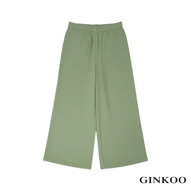 【GINKOO 俊克】口袋釦飾休閒寬褲