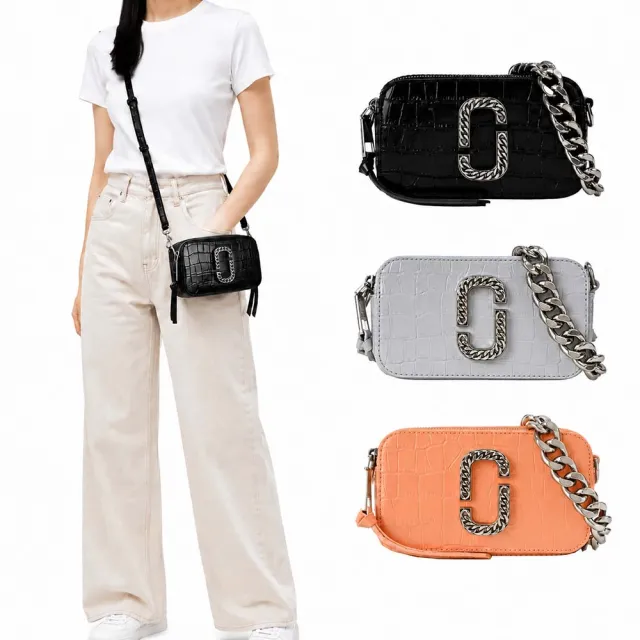 【MARC JACOBS】THE CROC-EMBOSSED SNAPSHOT鱷魚紋鎖鏈雙層斜背/相機包(多色選)