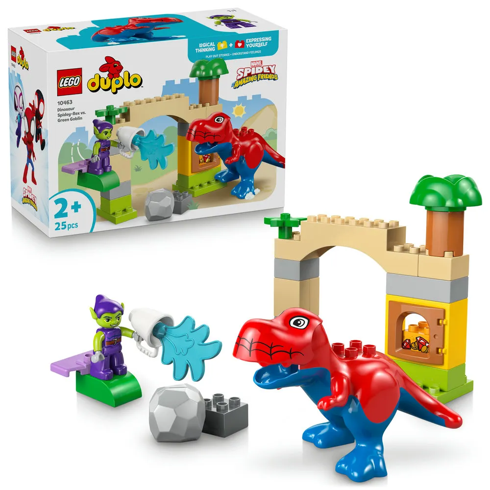 【LEGO 樂高】得寶系列 10463 Dinosaur Spidey-Rex 大戰綠惡魔(漫威 恐龍玩具 幼兒玩具 積木)