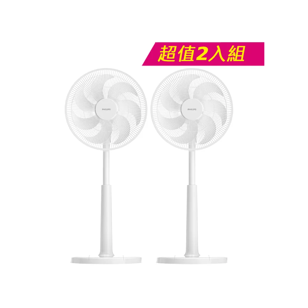 【Philips 飛利浦】超值2入組-16吋 可定時DC智能變頻風扇 7片扇葉設計-檯立兩用(ACR3242SFD)