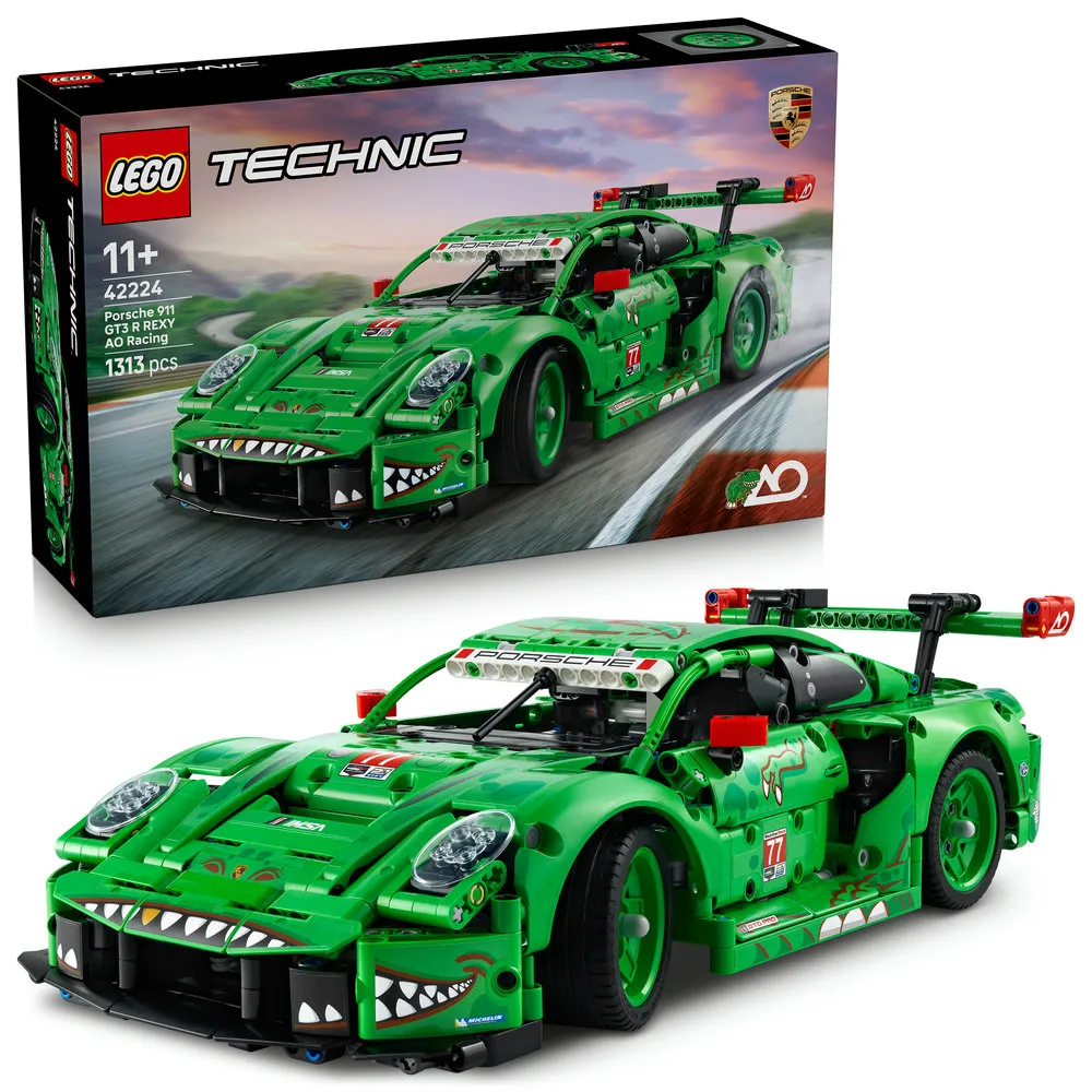 【LEGO 樂高】科技系列 42224 Porsche 911 GT3 R REXY AO Racing 賽車(保時捷跑車 賽車模型 積木 玩具)
