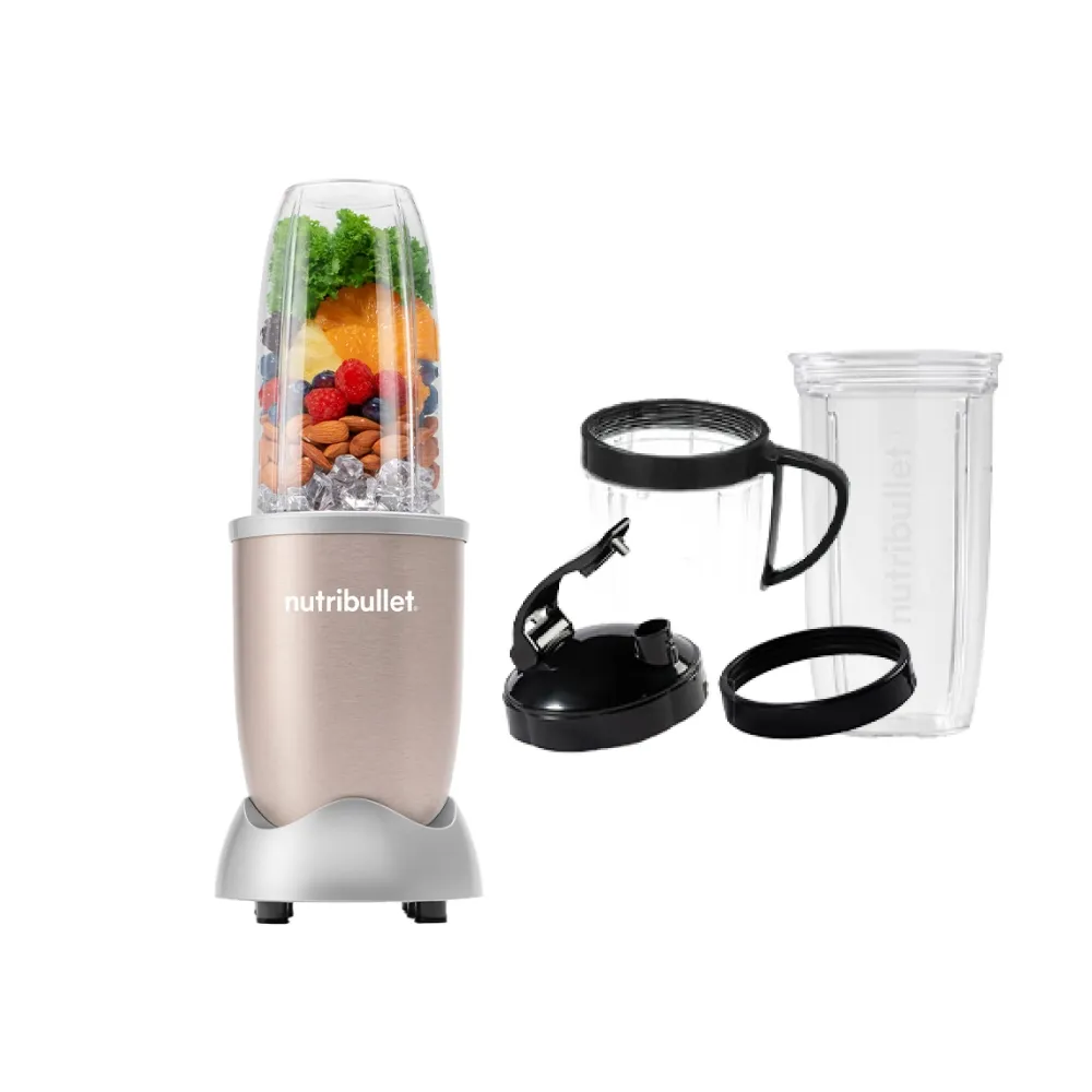 【nutribullet 紐粹樂】900瓦Pro強效營養瞬萃果汁機NB-201(香檳金/隨行杯/調理機/綠拿鐵/果昔)