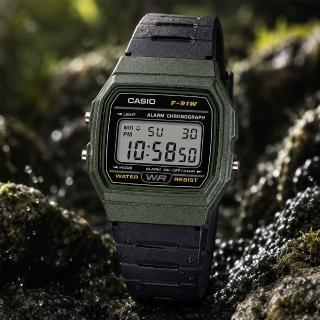 【CASIO 卡西歐】F-91WM-3A 超薄LED照明電子錶(休閒 當兵 錶徑約3.52公分)