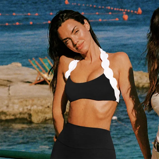 【WISKII】波浪滾邊交叉美背運動內衣SCALLOP-HALTER CONTRAST BRA