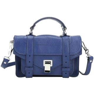 【Proenza Schouler】PS1 Tiny LUX羊皮斜背/手提學院包(藍色 兩用包 真皮)