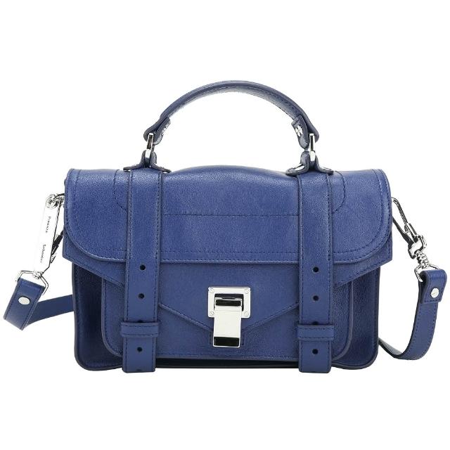 【Proenza Schouler】PS1 Tiny LUX羊皮斜背/手提學院包(藍色 兩用包 真皮)