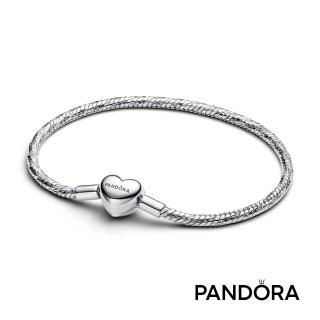 【Pandora 潘多拉】可鐫刻心形鏈扣蛇鏈