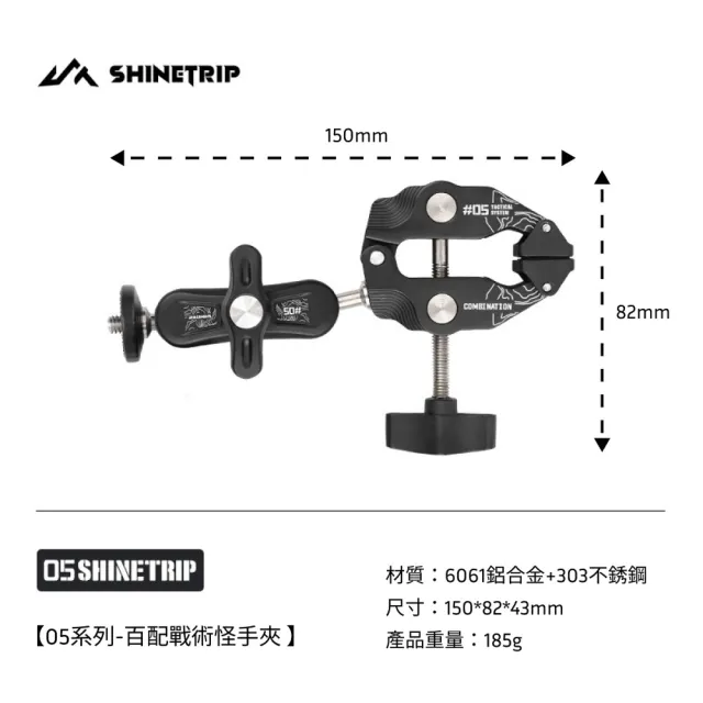 【ShineTrip】露營中毒本鋪 戰術怪手夾 桌邊夾 蟹鉗 1/4配件 燈桿配備 戶外配件