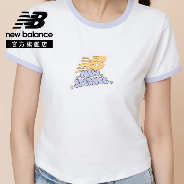 【NEW BALANCE】NB 撞色合身短袖上衣_女性_杏/芋泥紫/白_WT62B6CTLIN_WT62B6CTSMV(美版 版型偏大)