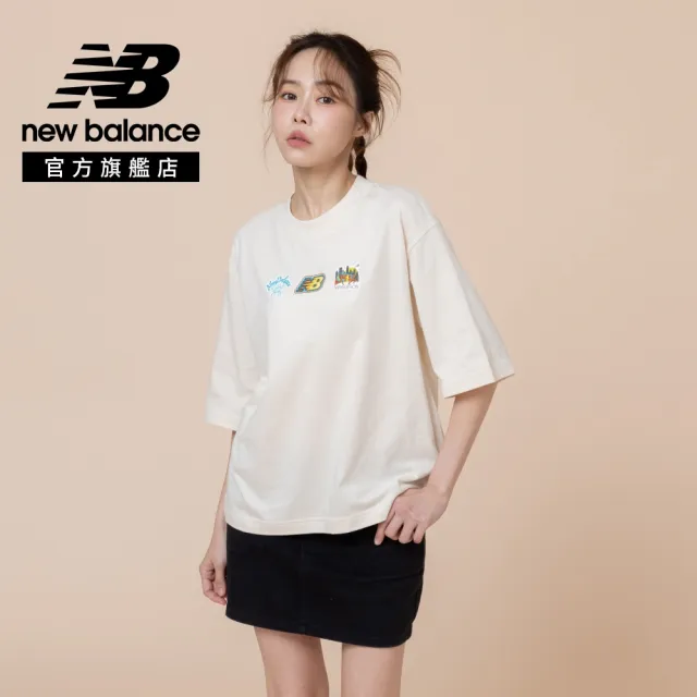 【NEW BALANCE】NB 趣味插畫短T_女性_杏/白_WT62C1ZULIN_WT62C1ZUWT(美版 版型偏大)