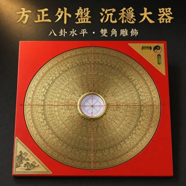 高精度專業方正羅盤(三元三閤 綜閤盤 黃銅 羅經 指南針 風水盤)