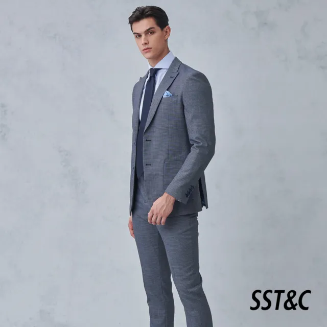 【SST&C】男裝 藏青格紋裁縫西褲0212211003(雙11精選)