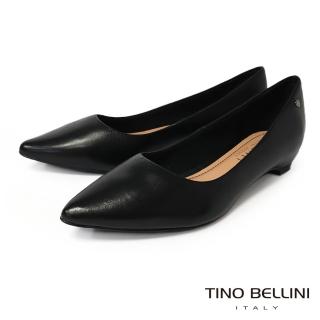 【TINO BELLINI 貝里尼】TINO 巴西真皮平底尖頭鞋FSBV008E-1(黑)