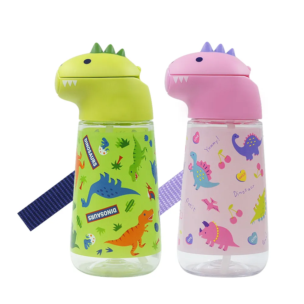 【Skater】造型吸管水壺420ml(恐龍)