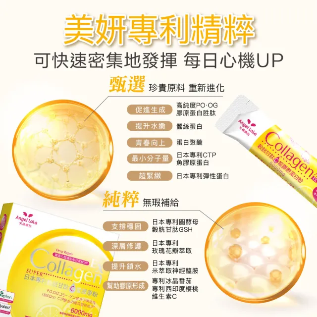 【Angel LaLa 天使娜拉】EX C皙榖胱甘膠原粉x4盒(15包/盒/檸檬/膠原蛋白/穀胱甘/神經醯胺/賴雅妍)