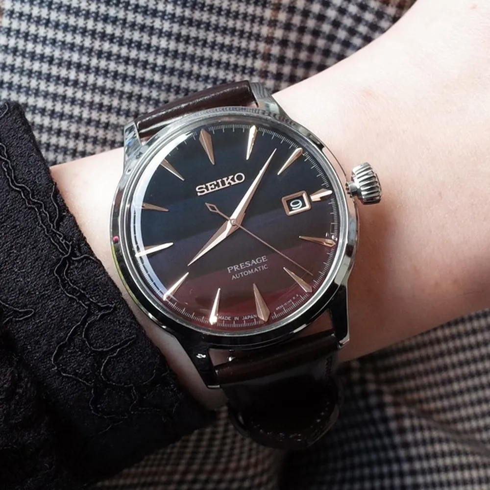 【SEIKO 精工】Presage 調酒師東京日落機械錶-藍x咖啡/40.5mm七夕情人節  禮物(SRPK75J1/4R35-06F0P)
