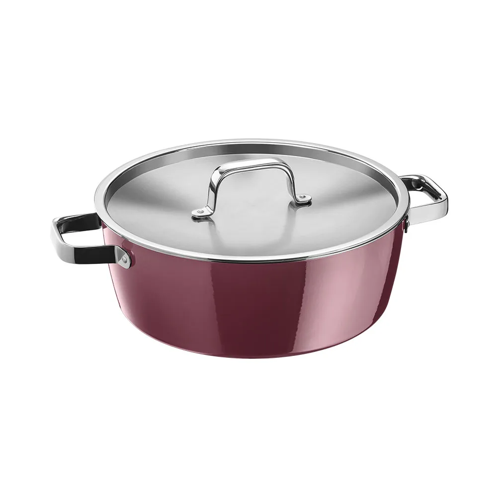 【WMF】德國製 Fusiontec Aromatic 淺燉鍋 28cm 5.9L(玫瑰金色/陶晶鍋) IH爐/電磁爐/瓦斯爐適用