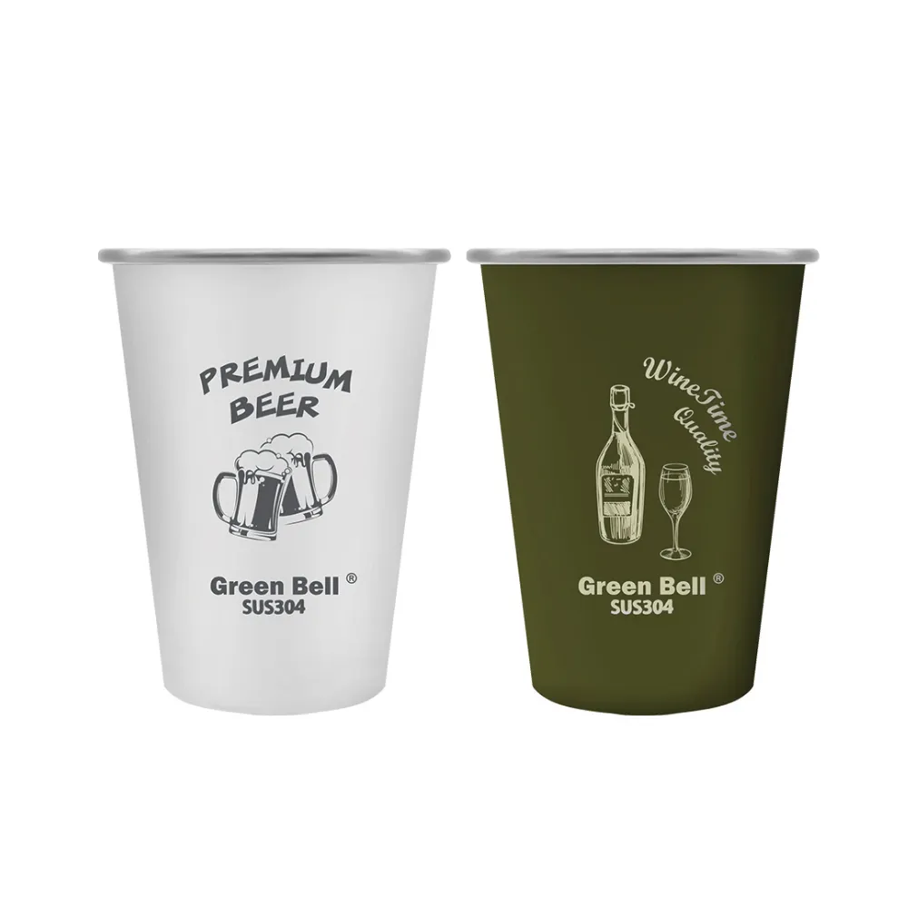 【GREEN BELL 綠貝】304不鏽鋼Drunk杯-320ml(野餐 露營 登山 聚餐 酒杯 環保 疊層收納)