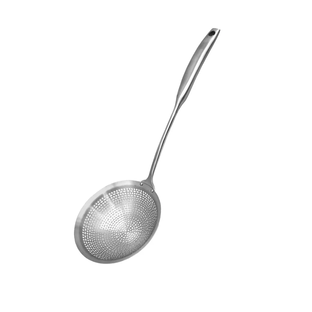 【GREEN BELL 綠貝】304不鏽鋼16cm多用途漏勺(防燙手柄 長柄 耐高溫 掛孔 撈麵 炸物 燙青菜 水餃 SGS)