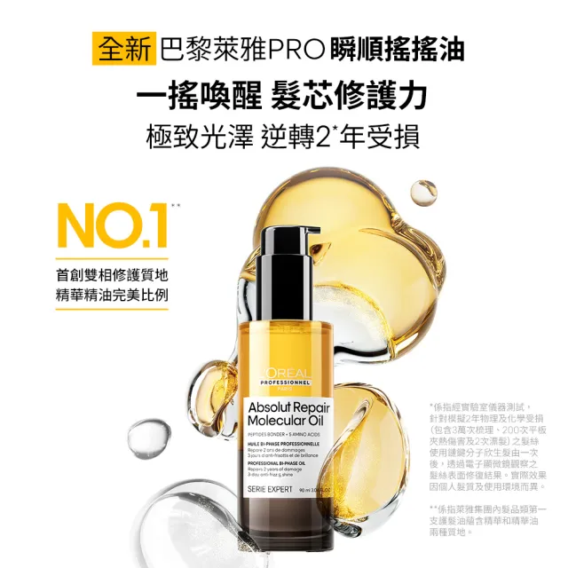 【L’OREAL 巴黎萊雅PRO】瞬順搖搖油 絲漾博鏈鍵分子欣生髮油 90ml (沙龍級鍍膜/受損修復/極致光澤)