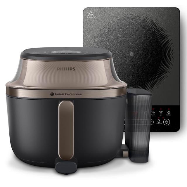 【Philips 飛利浦】抽UX20戰鬥陀螺_星視界Plus透視蒸氣海星氣炸鍋7.2L+電磁爐_NA547/07+HD5850/90