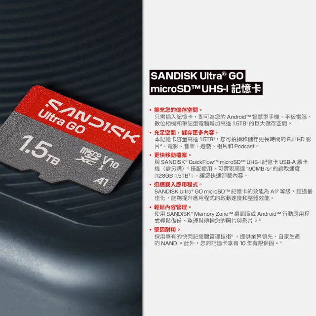 【SanDisk 晟碟】〔全新版〕128GB Ultra GO microSDXC UHS-I A1 記憶卡 (讀取190MB/s 原廠10年保固)