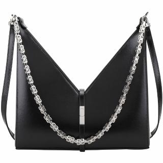 【GIVENCHY 紀梵希】CUT OUT 光滑小牛皮鍊帶肩背/斜背包(黑色 側背包 兩用包)