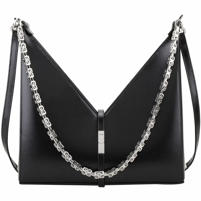 【GIVENCHY 紀梵希】CUT OUT 光滑小牛皮鍊帶肩背/斜背包(黑色 側背包 兩用包)