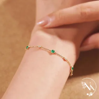 【NANA】娜娜 S925鍍14K金祖母綠鋯石滿天星手鍊 N115081306(S925 鍍14K金 祖母綠 鋯石 滿天星 手鍊 兩色)