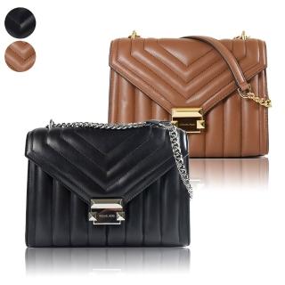 【Michael Kors】WHITNEY ☆縫皮革翻蓋磁釦肩背/斜背二用包-中-(新款任選)