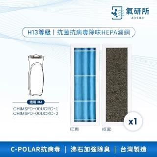 【AirLab 氣研所】H13 HEPA抗菌抗病毒濾網 1片裝(適用3M CHIMSPD-00UCRC-1/00UCRC-2超濾淨型靜旋款/靜音款)