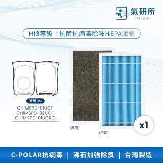【AirLab 氣研所】H13 HEPA抗菌抗病毒濾網 1片裝(適用3M CHIMSPD-01UCRC/02UCRC/02UCLC超濾淨型進階版)