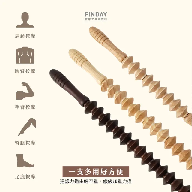 ﹝FINDAY﹞台灣製 原木瑜珈棒-算盤 (附袋｜溫和舒適｜背部按摩｜瑜珈棒｜大腿按摩)