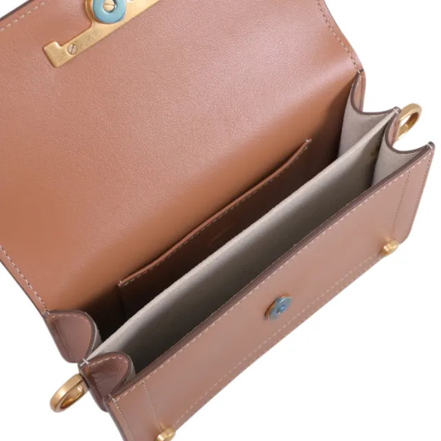 【TOD’S】TODS T Timeless 金屬T釦飾迷你翻蓋斜背包(棕色)
