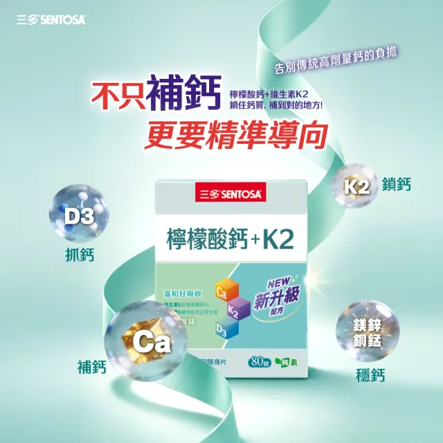 【SENTOSA 三多】檸檬酸鈣+K2複方錠(80錠/盒)