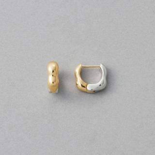 【ete】網路限定-雙色層次線條擁抱耳環(粉霧金色 金色)
