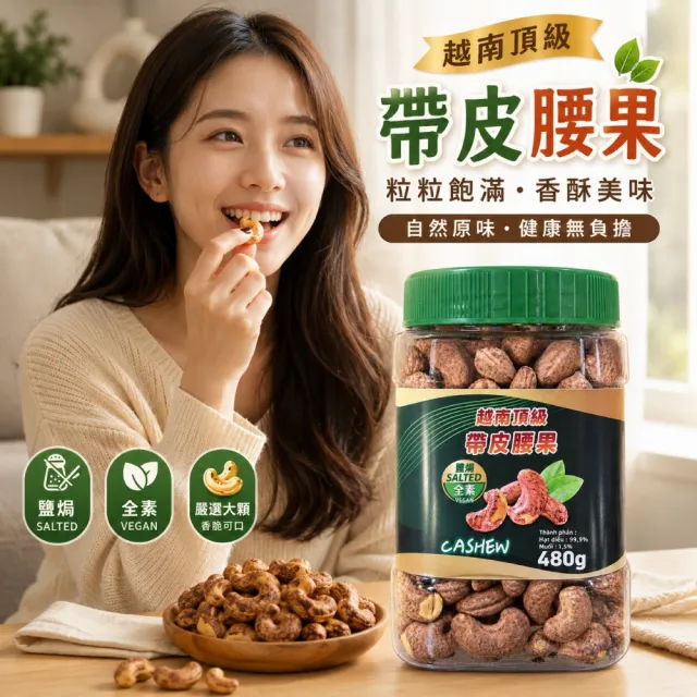 【VIETNAM CASHEW】越南頂級鹽焗帶皮腰果x2入(480g)