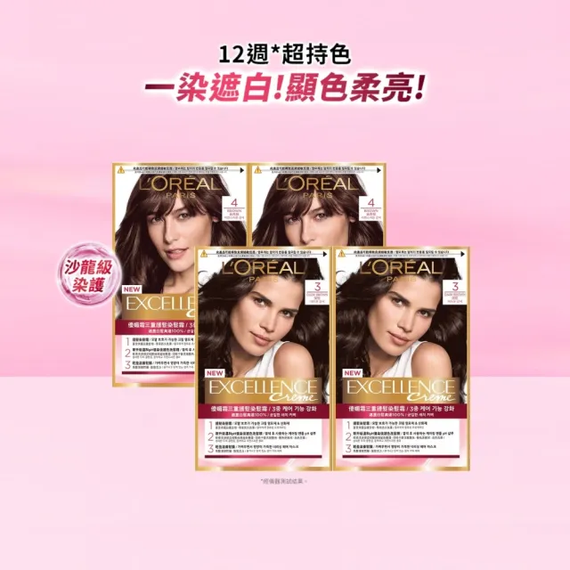【L’OREAL Paris 巴黎萊雅】優媚霜時尚魅力染髮霜 4入組(8周持色/免漂髮/染髮)